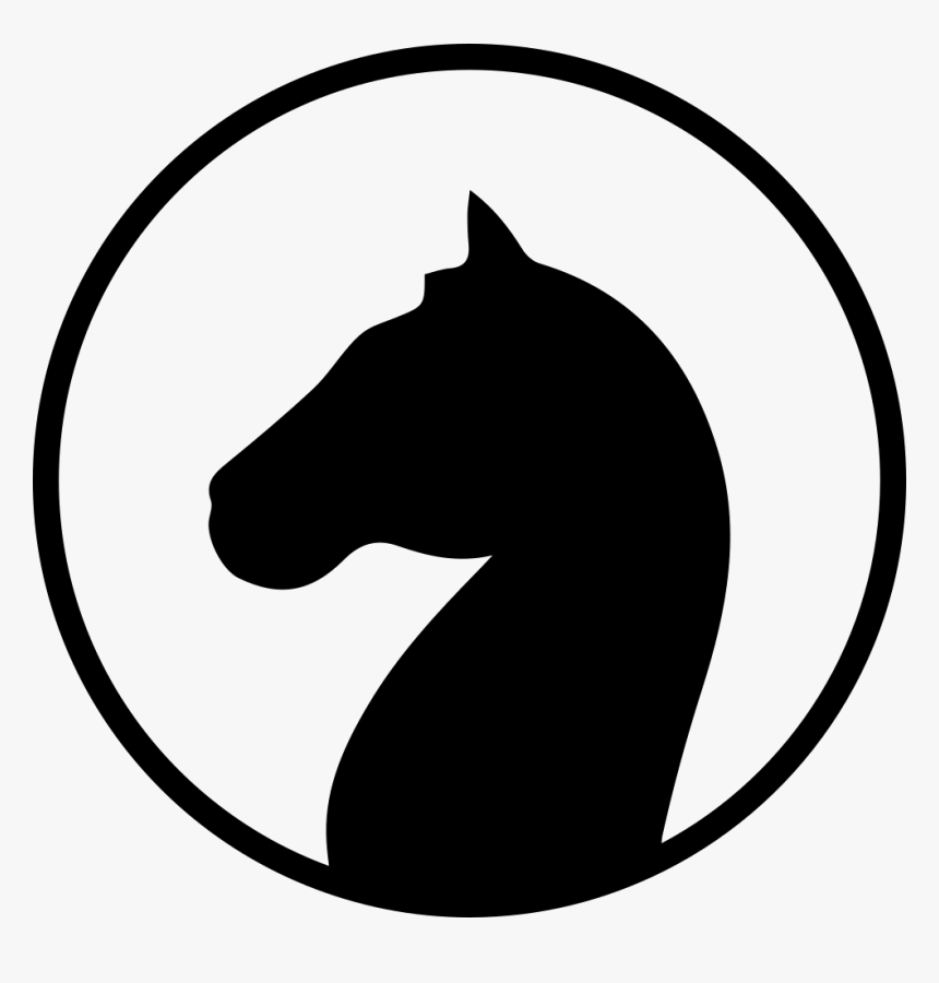 Horse Head Black Shape Facing Left Inside A Circle - Silhouette Horse Head Icon Png, Transparent Png