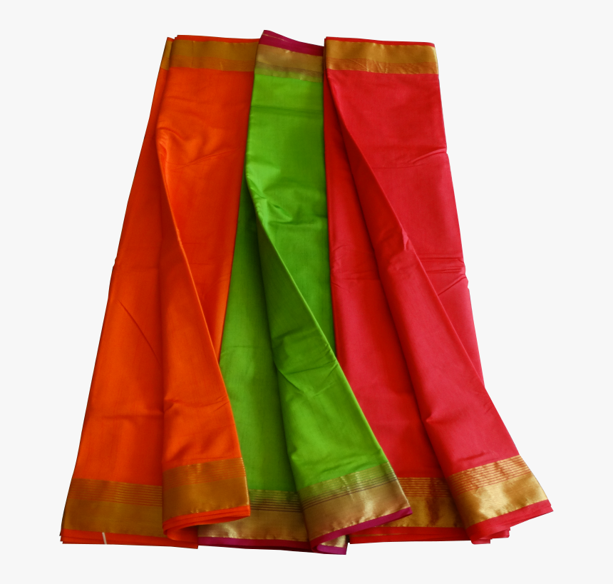 Raw Silk Saree With Simple Pallu - Simple Saree Image Png, Transparent Png