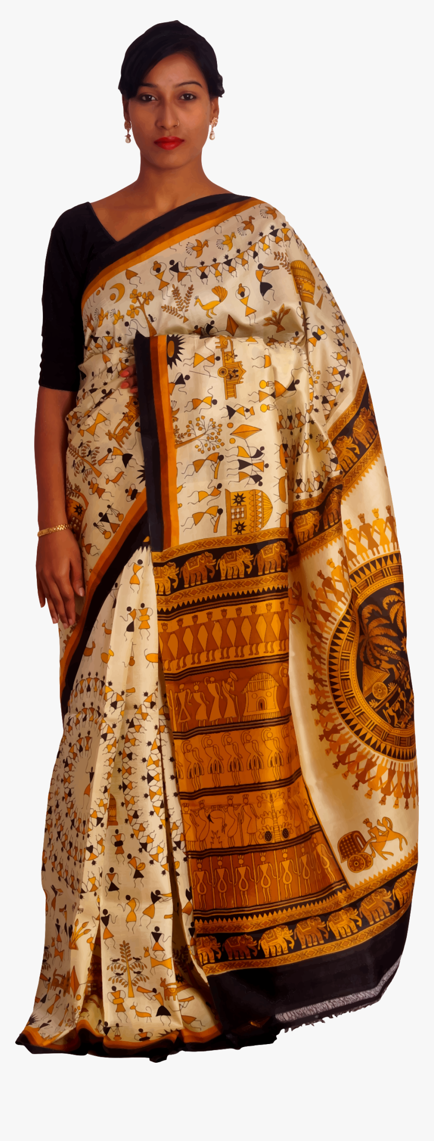 Transparent Silk Saree Png - Sari, Png Download