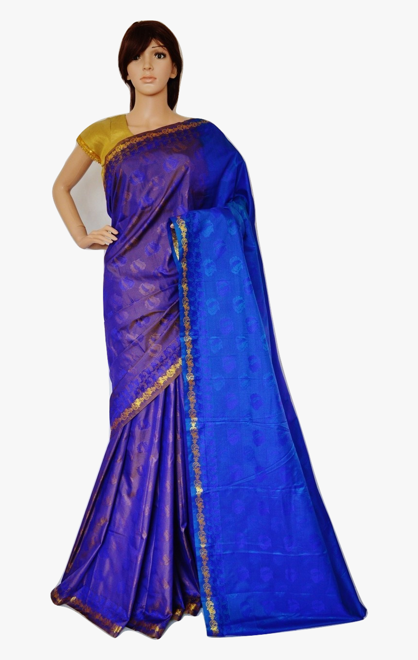 Purple & Gold Colour Kanchipuram Silk Saree - Gold Purple Kanchipuram Silk Sarees, HD Png Download