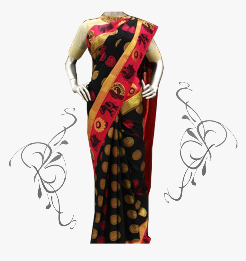 Black & Pink Dual Colour Art Silk Saree - Silk, HD Png Download