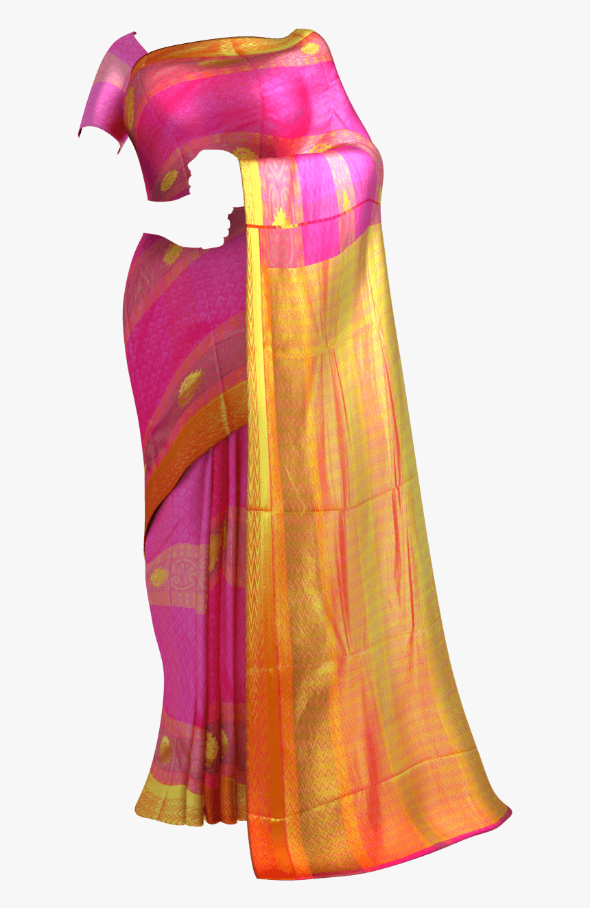 Equal Zari Border With Design Kanchipuram Silk Saree - Kanchipuram Silk, HD Png Download