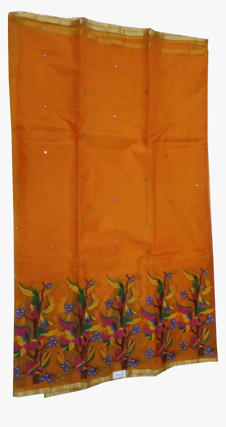 Kora Silk Saree In Orange Color - Delphinium, HD Png Download