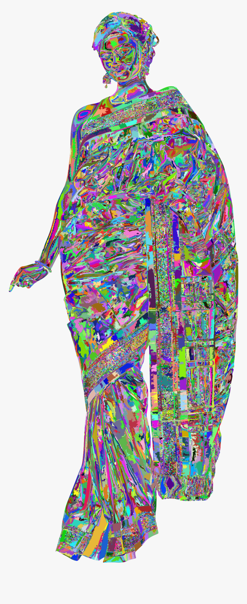 Prismatic Woman In Saree Clip Arts - Saree Lady Icon Transparent Background, HD Png Download