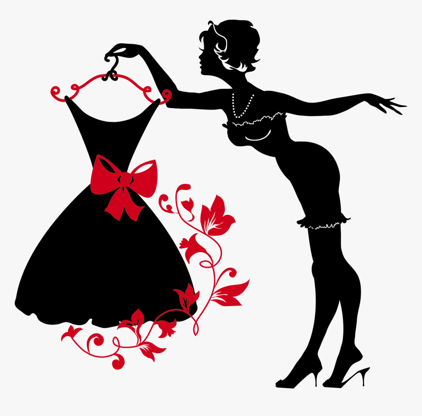 Silhouette Dress Woman - Design For Shop Cloth, HD Png Download