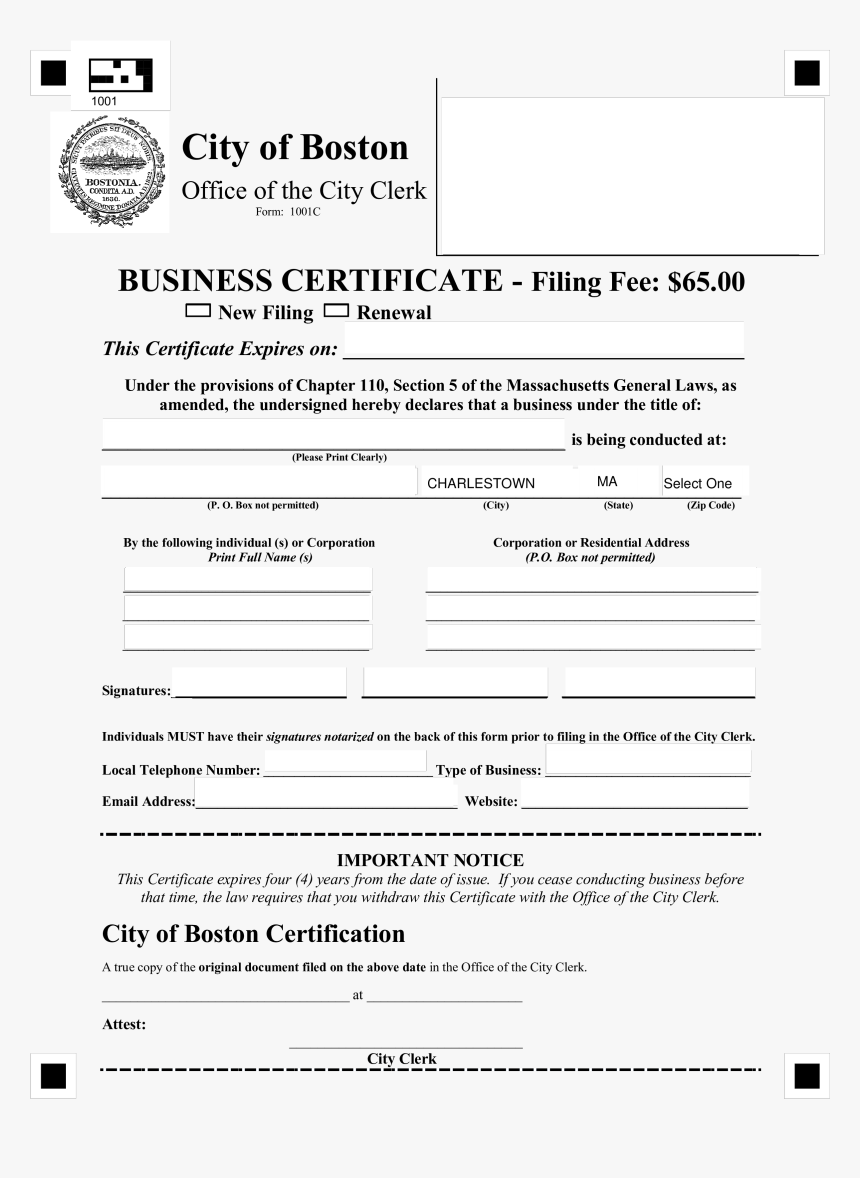 Blank Business Certificate Main Image - Boston, HD Png Download