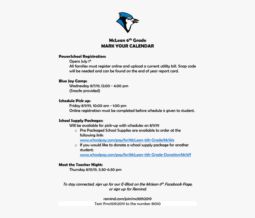Mark Your Calendar - 6th Grade Blue Jays, HD Png Download
