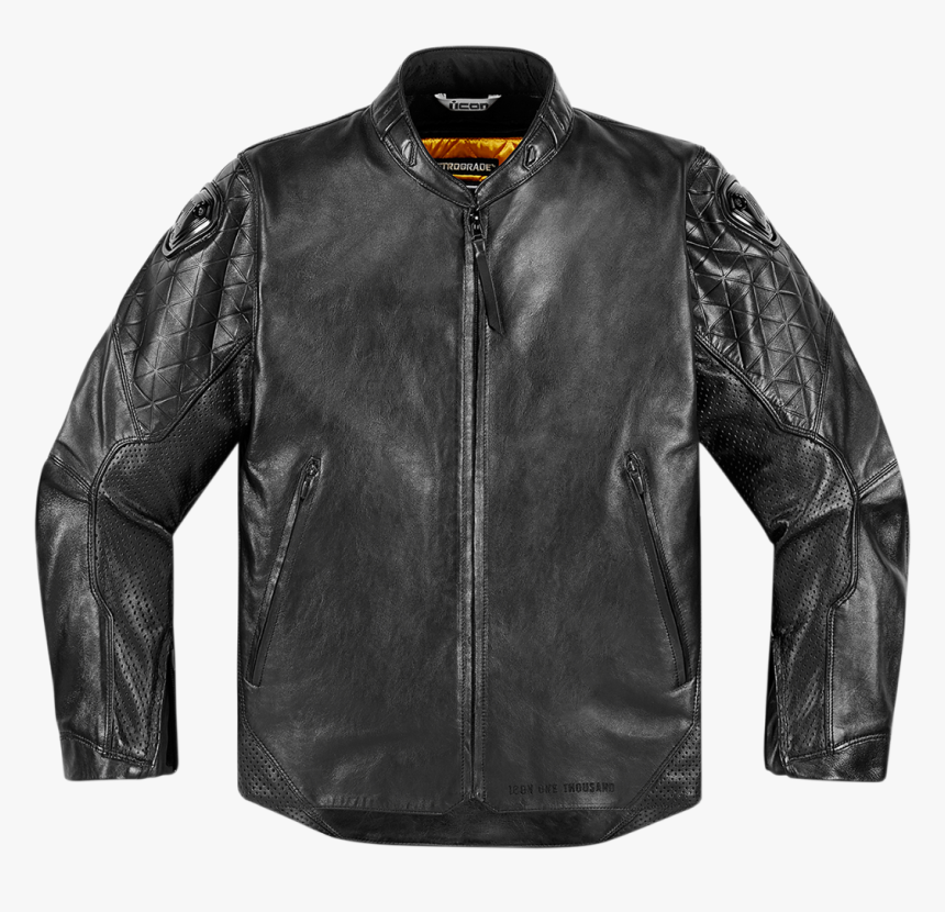 Icon 1000 Black Leather Retrograde Mens Motorcycle - Icon 1000 Jackets, HD Png Download