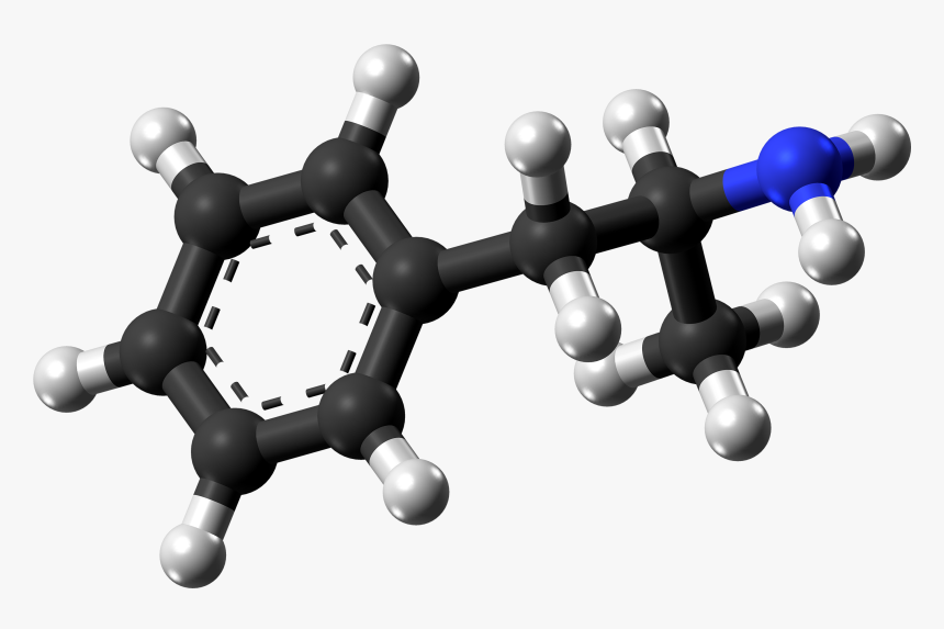 A 3d Image Of The D-amphetamine Compound - Amphetamine Molecule, HD Png Download