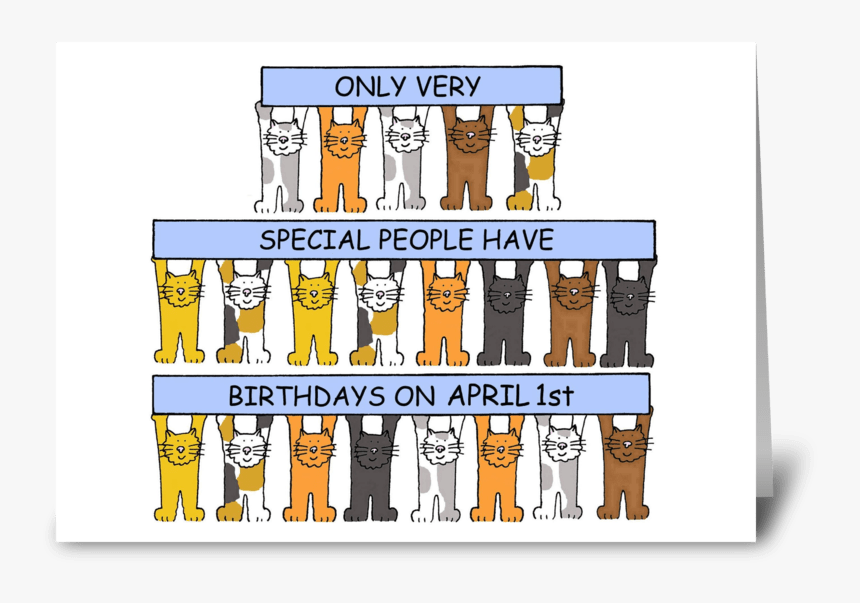 April 1st Birthday Fun Cats - October Birthday Card, HD Png Download