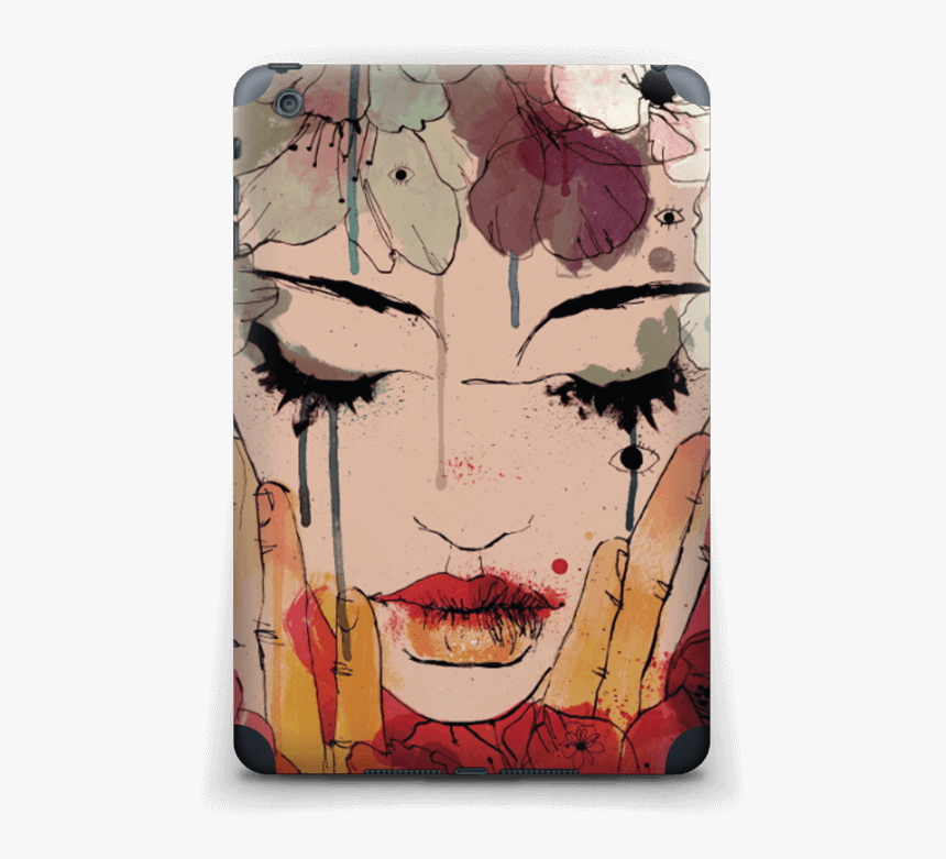 Girl & Flowers Skin Ipad Mini 2 Back - Art, HD Png Download