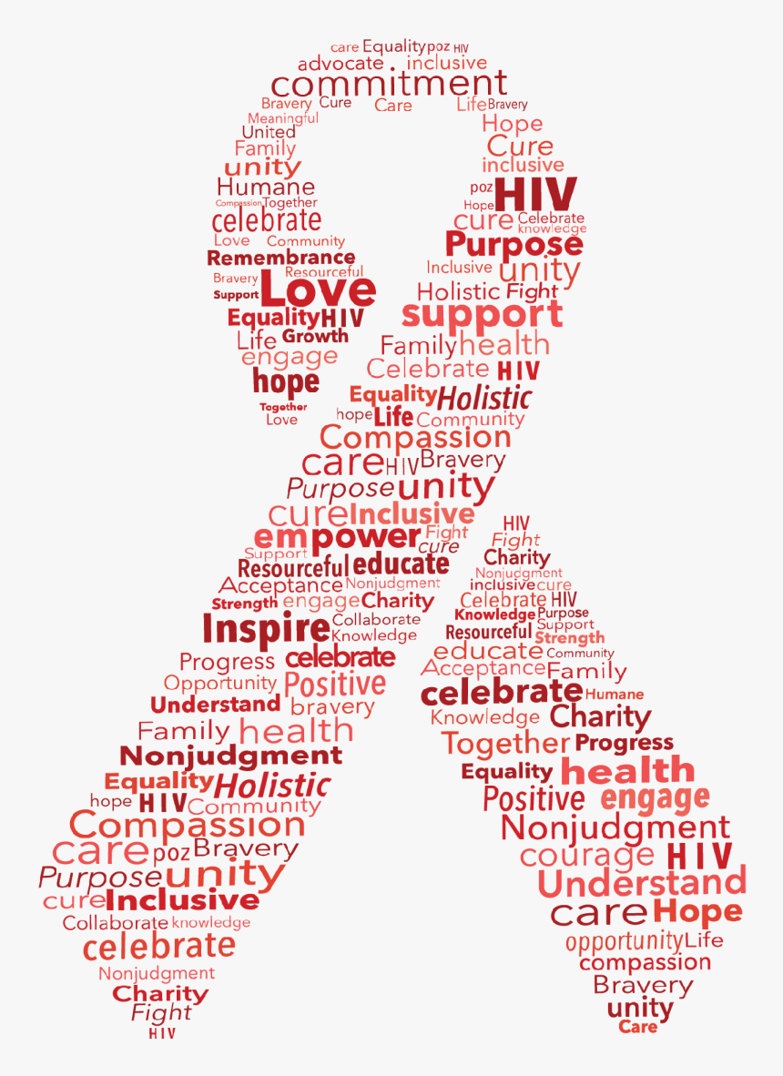 Red Ribbon Word Cloud - Hiv Ribbon, HD Png Download , Transparent Png