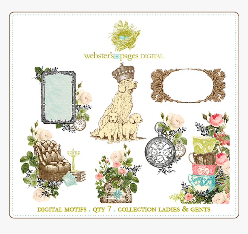 Ladies And Gents Digi Motifs - Dessin De Chien A Imprimer, HD Png Download