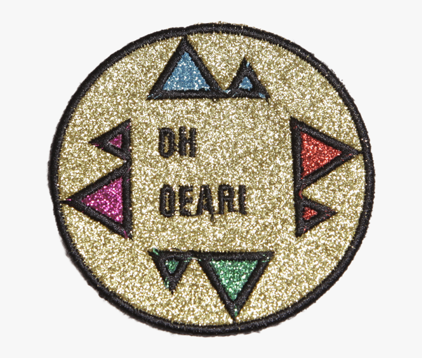 Glitter Oh Dear Round Golden Patch Applique - Emblem, HD Png Download