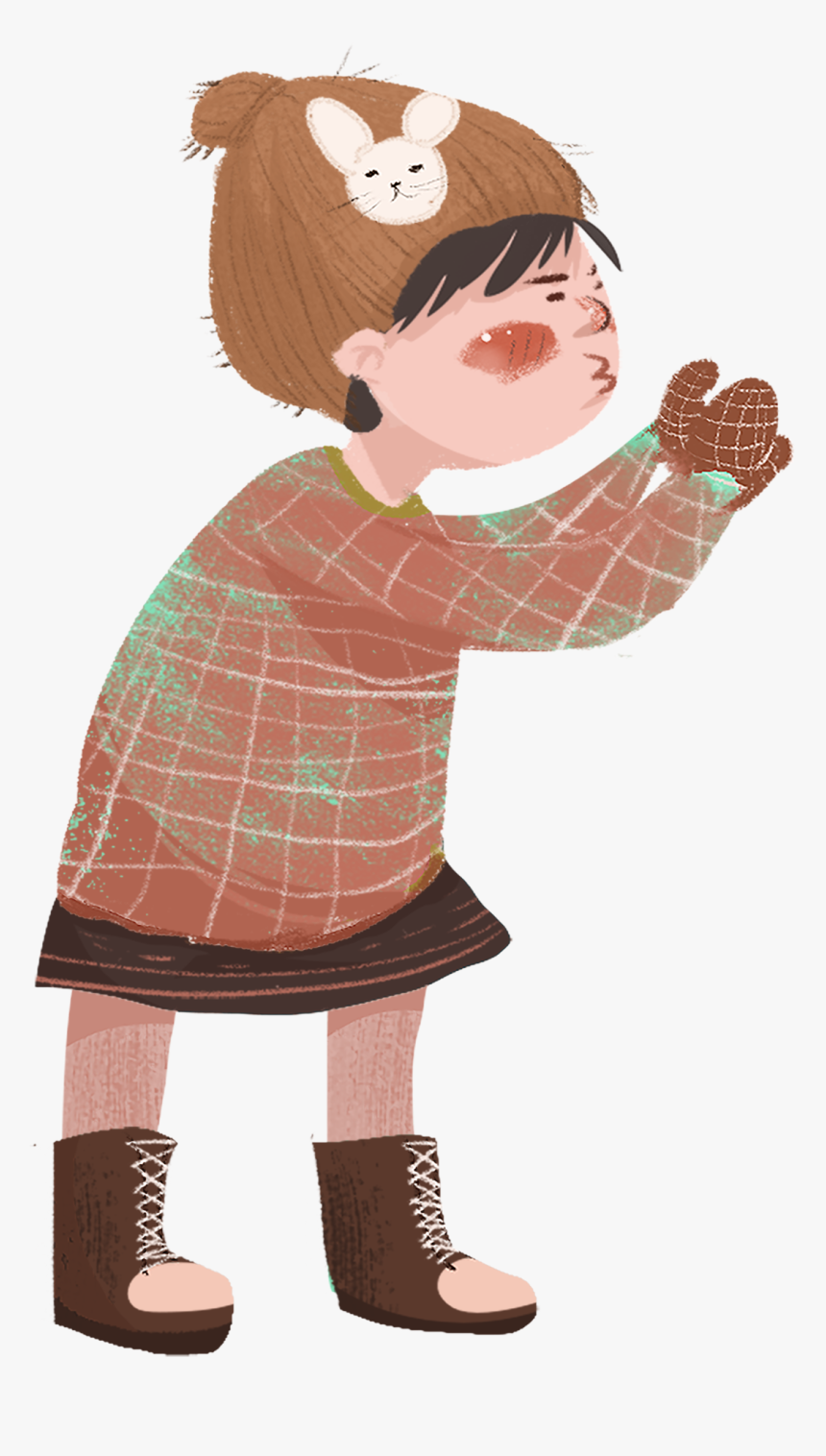 Retro Hand Drawn Girl Character Png And Psd - Cartoon, Transparent Png