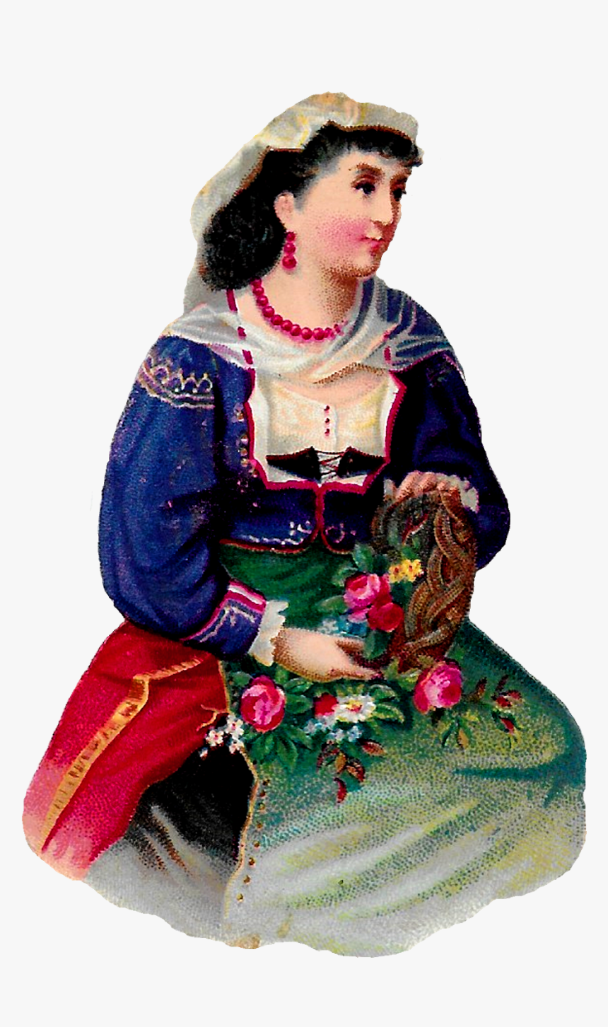 Women Dress Fashion Antique Illustration Clipart Digital - Sitting, HD Png Download