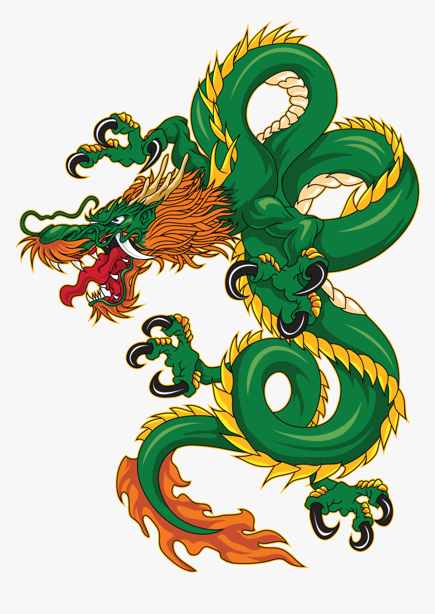 Chinese Dragon Tattoo Png Clipart , Png Download - Yellow And Green Dragon, Transparent Png