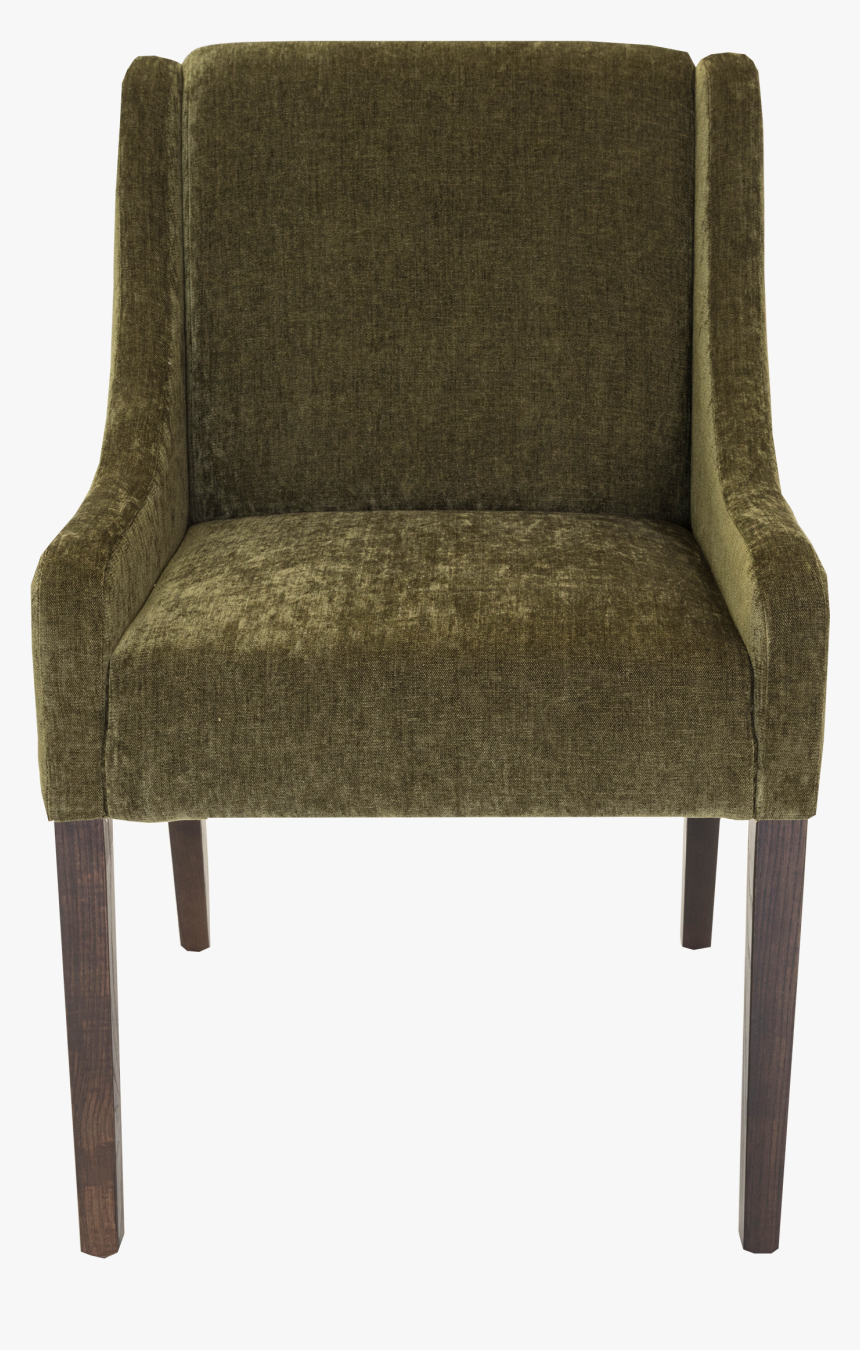 Front View Of Organic Green Luxurious Upholstered Chair - Chair, HD Png Download