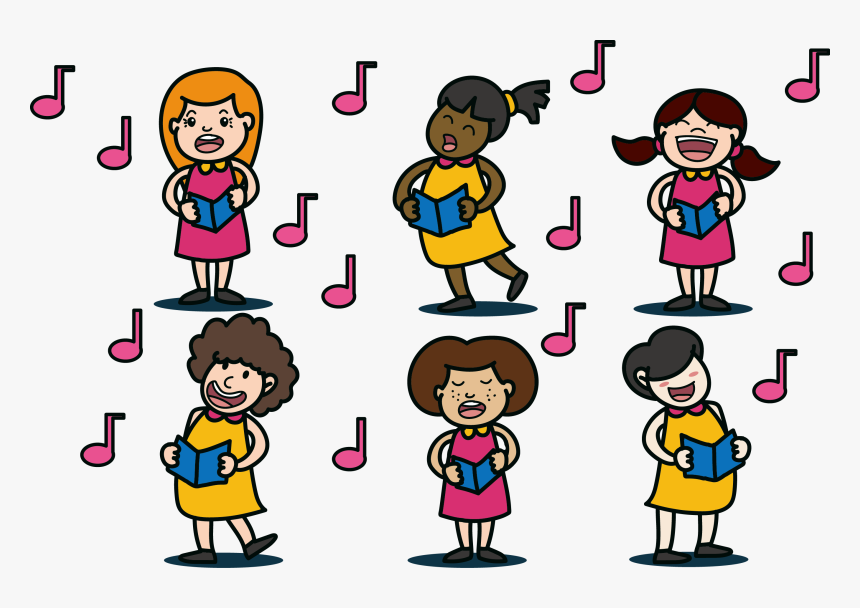 Singing Clipart Child - Choir Girls Vector, HD Png Download