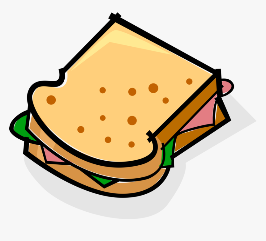 Vector Illustration Of Sandwich Sliced Cheese Or Meat - Ham Sandwich Clipart, HD Png Download