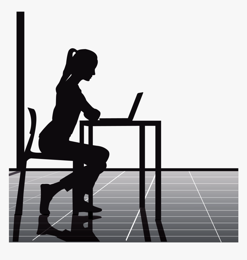 Police Clipart Office Building - Person Sitting At Desk, HD Png Download