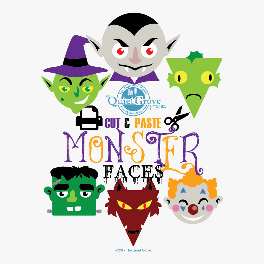 Cartoon Halloween Monster Faces, HD Png Download