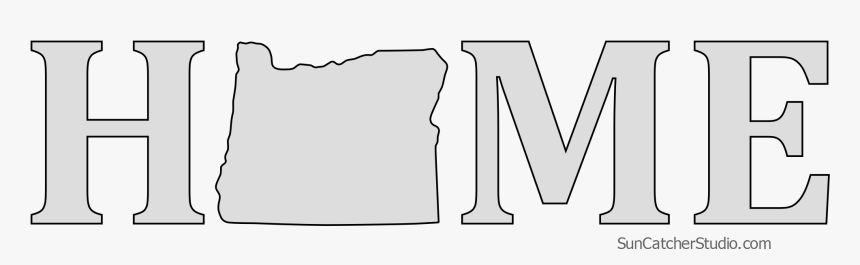 Oregon Home Stencil Pattern Shape State Clip Art Outline, HD Png Download