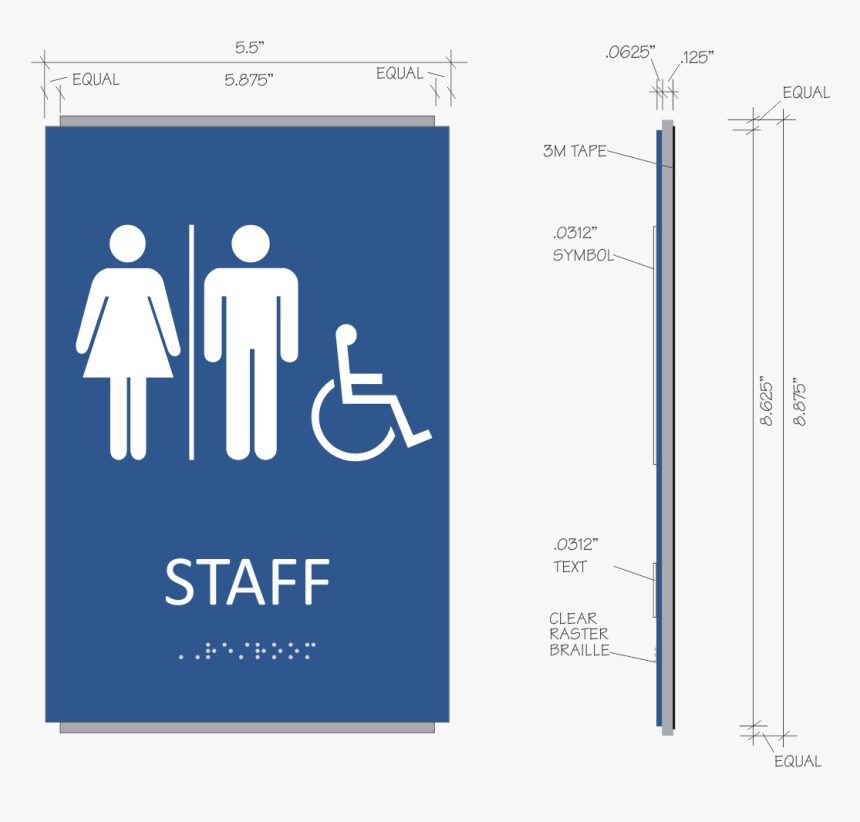 Ada Braille Staff Restroom Sign - Unisex Ada Restroom Sign, HD Png Download