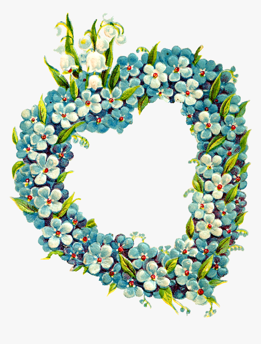 Flowers Heart Frame Digital Border Image - Frame Digital Flower, HD Png Download