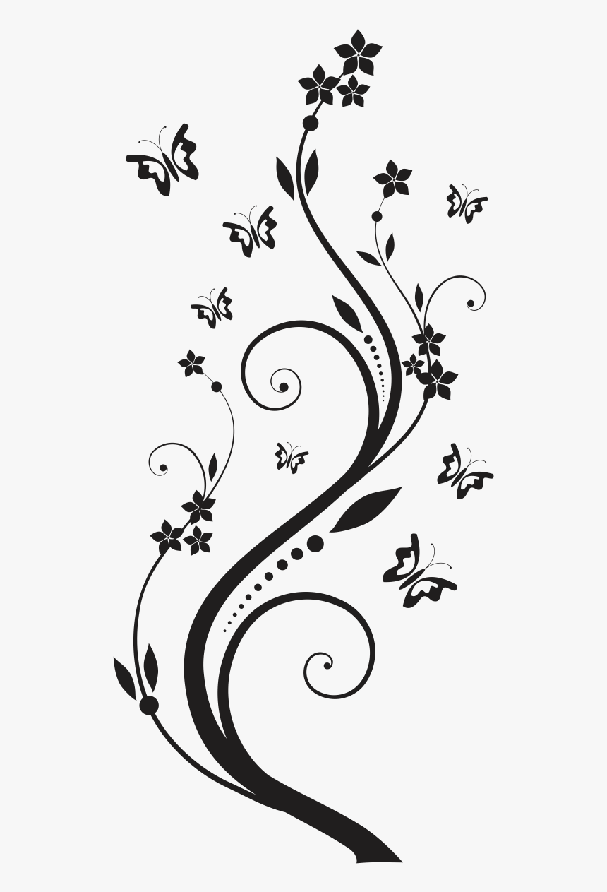 Rodeada De Borboletas - Vetor Floral Com Borboletas, HD Png Download