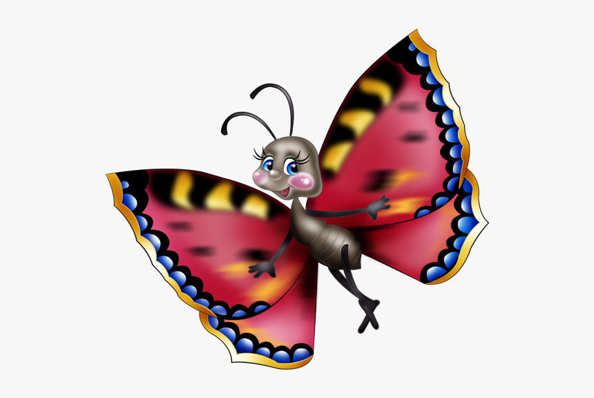 Borboletas & Joaninhas E Etc - Funny Butterfly Cartoon Character, HD Png Download
