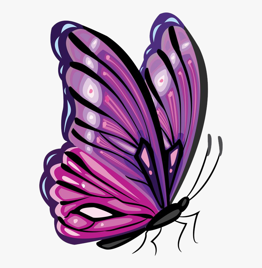 Dress Clipart Butterfly - Purple Pink Butterfly Png, Transparent Png