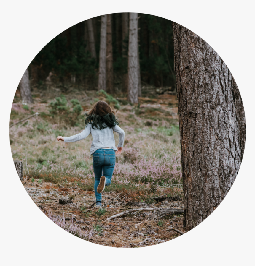 Tree Planting-03 - Girl Running In The Woods, HD Png Download