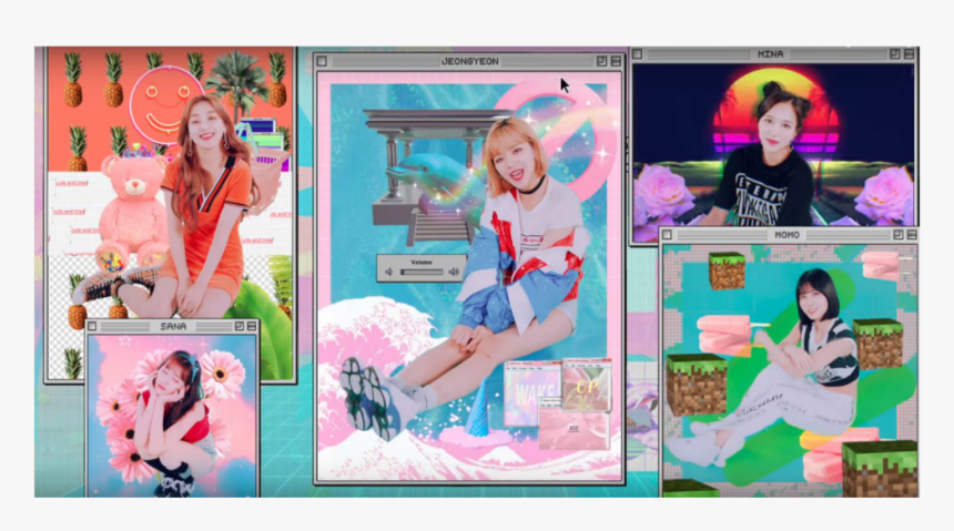 #twice #mina #momo #jihyo #sana #jeongyeon #ot9 #wakemeup - Scrapbooking, HD Png Download