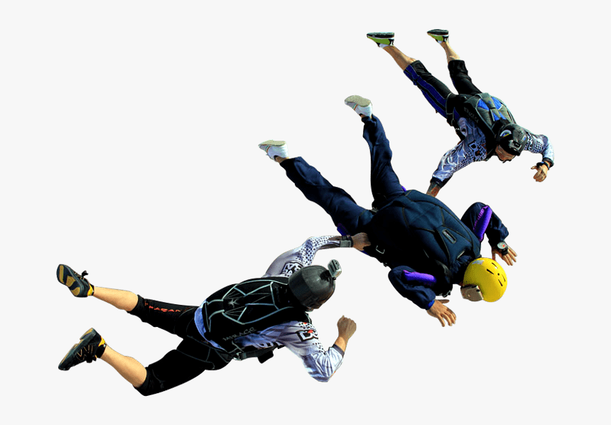 Triple Skydivers Before Opening Parachute - Skydivers Png, Transparent Png