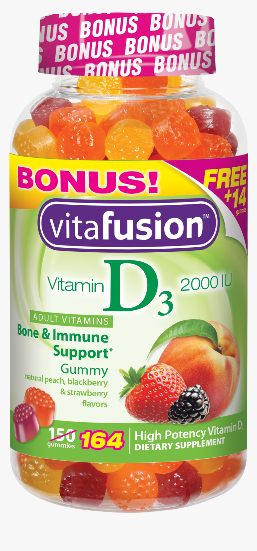 Vitafusion Vitamin D3 Adult Vitamins , Png Download - Strawberry, Transparent Png
