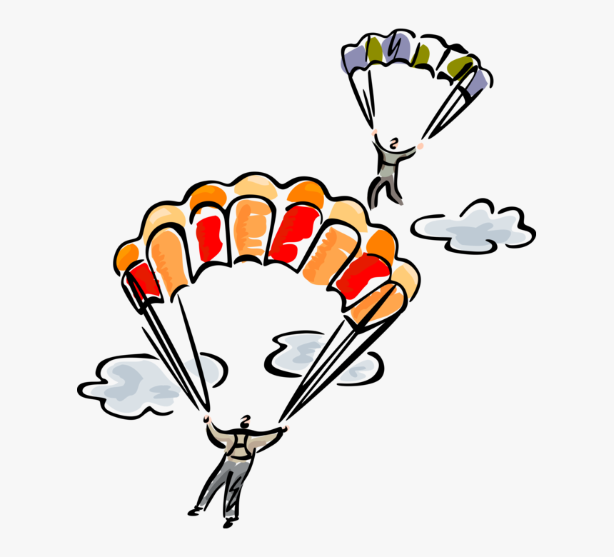 Vector Illustration Of Skydiving Skydiver Parachutists, HD Png Download