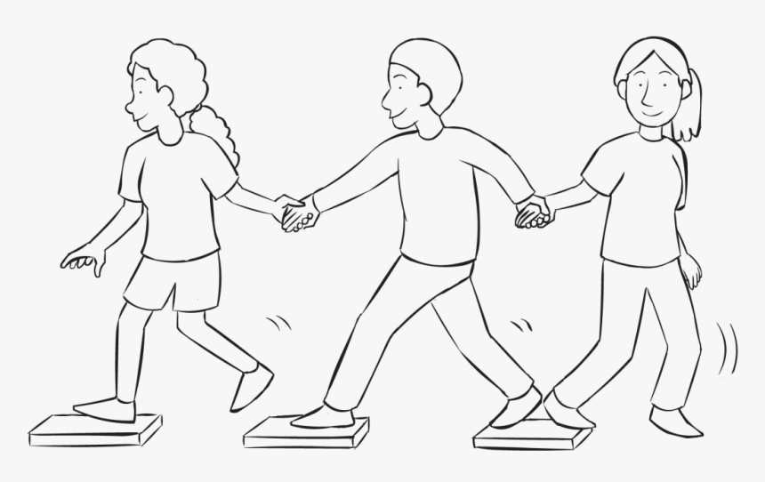 People Working As A Team Crossing A Series Of Steps - Holding Hands, HD Png Download