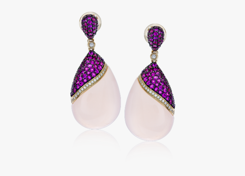 Zeghani 14k Yellow Gold Diamond, Pink Sapphire And - Earrings, HD Png Download