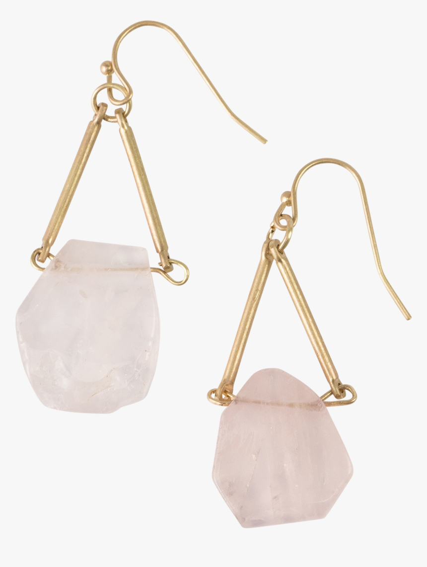 *rose Quartz On Triangle Earrings - Earrings, HD Png Download