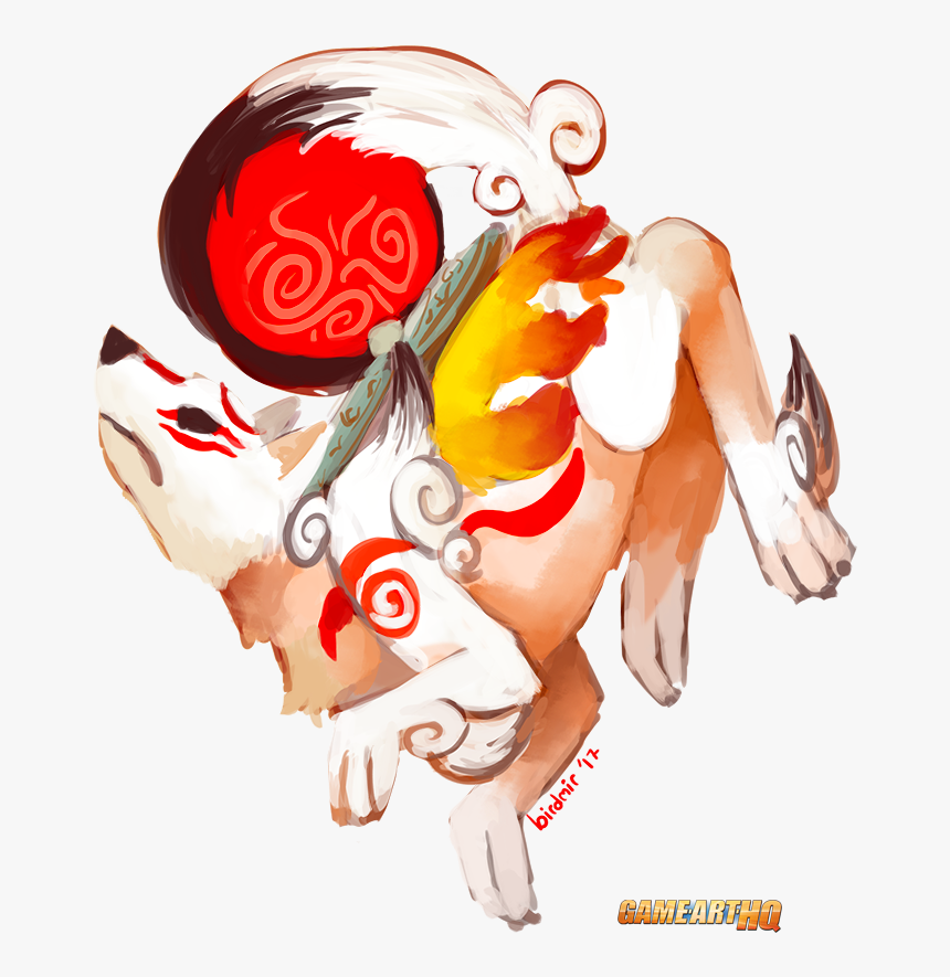Amaterasu From Okami Drawn For The Game Art Hq Video - Illustration, HD Png Download