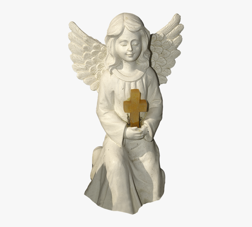 Figure, Angel, Cross, Kneeling, Cherub, Ceramic - Angel The Cross, HD Png Download
