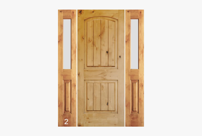 Krosswood Knotty Alder 2 Panel Top Rail Arch With V - Home Door, HD Png Download