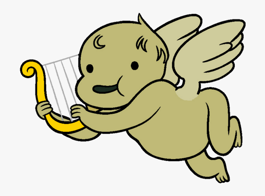 Harp Clipart Yellow - Cherub With A Harp, HD Png Download