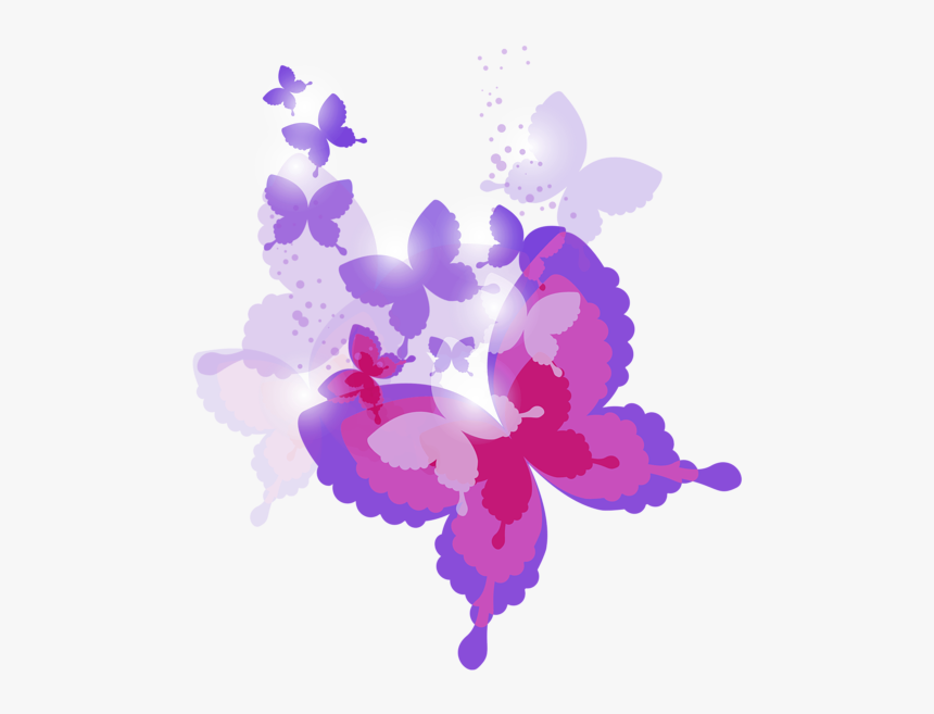 Cherub Butterfly Png - Pink And Purple Butterflies Clipart, Transparent Png
