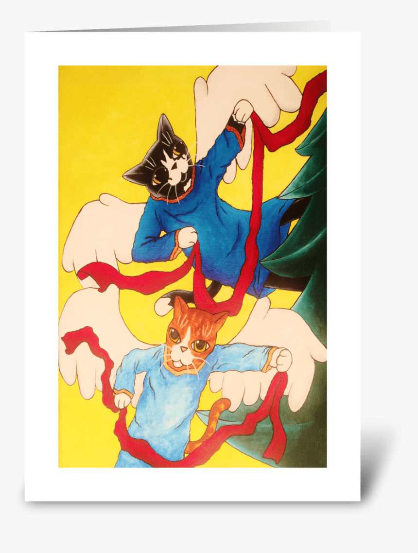 Christmas Cherub Angel Cats Greeting Card - Superman, HD Png Download