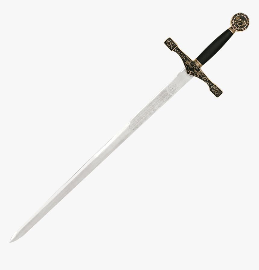 Brass-hilt Excalibur Sword - Long Sword Handle, HD Png Download