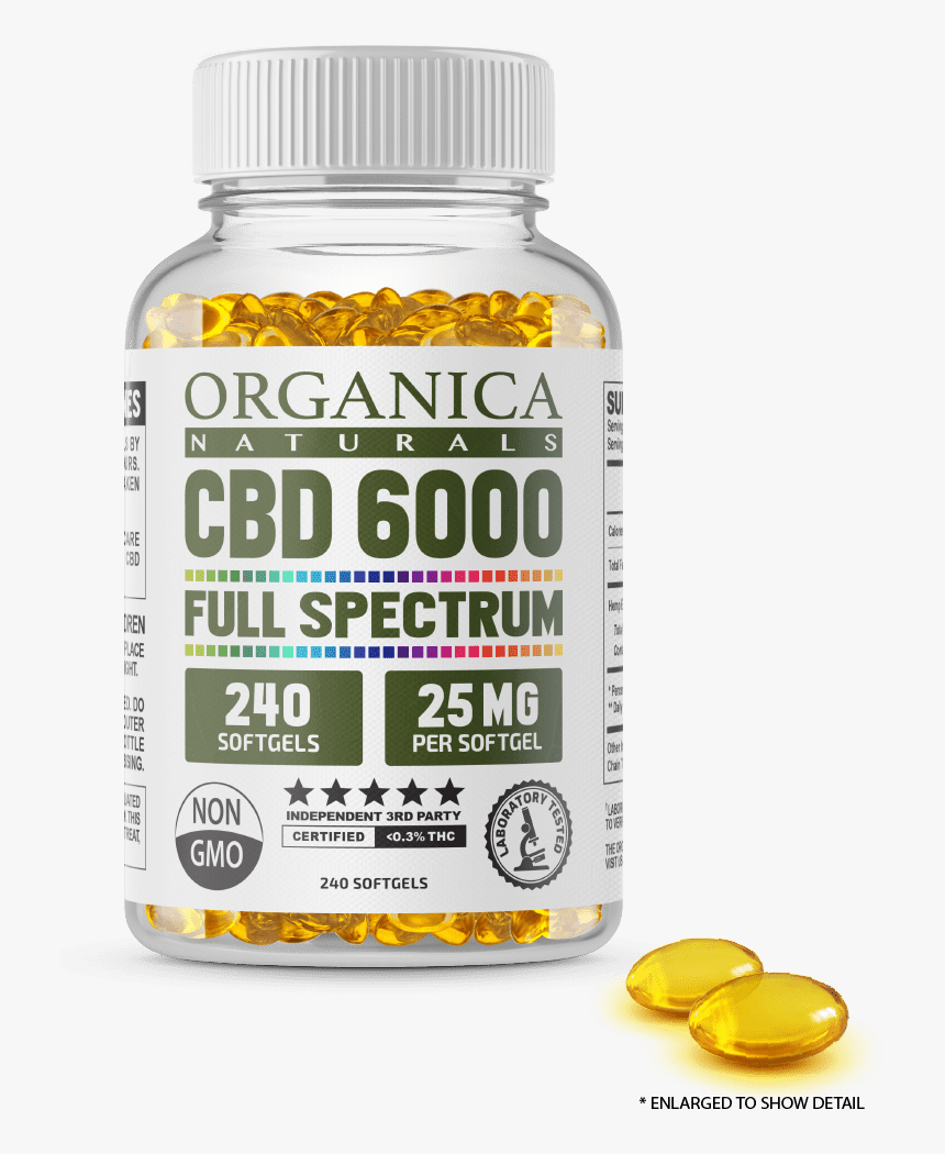 6000 Mg Full Spectrum Cbd Softgel Capsule Supplement - Superfood, HD Png Download