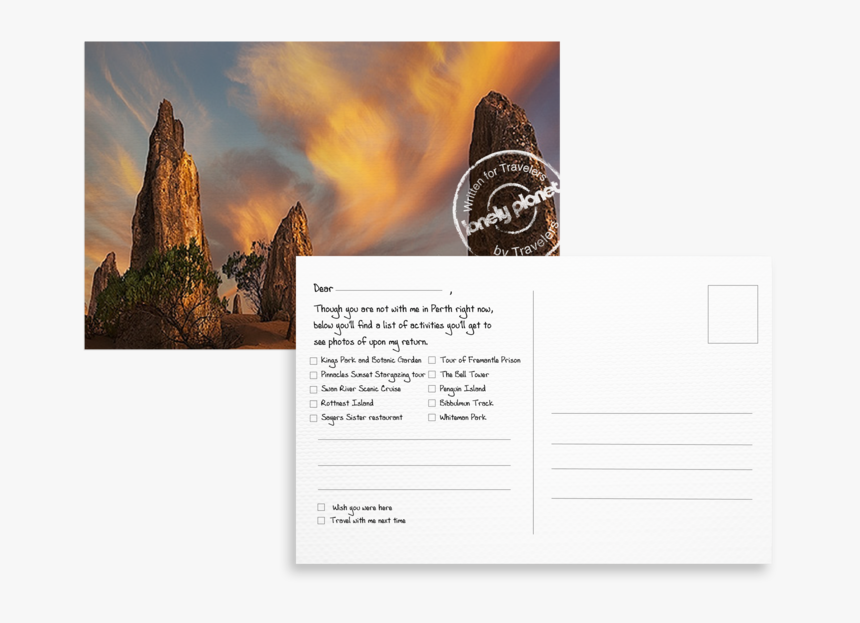 Lonely Planet Perth Australia Postcard Mock-up - Mexican Pinyon, HD Png Download