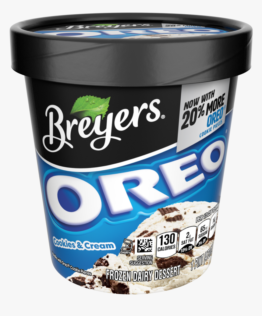 Oreo Cookies And Cream Breyers Cookies Candies Png - Breyers Oreo Ice Cream Pint, Transparent Png